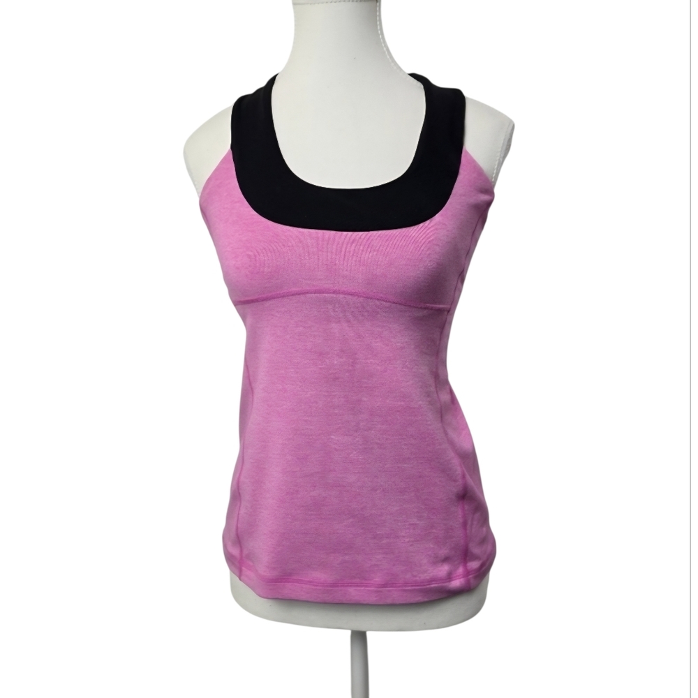 Lululemon Pink Scuba Scoop Neck Yoga Workout Tank Top Size 6 Athleisure Casual